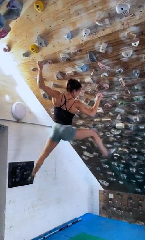 Molly Thompson-Smith climbing Low Gravity (Font 8A) at The School Room